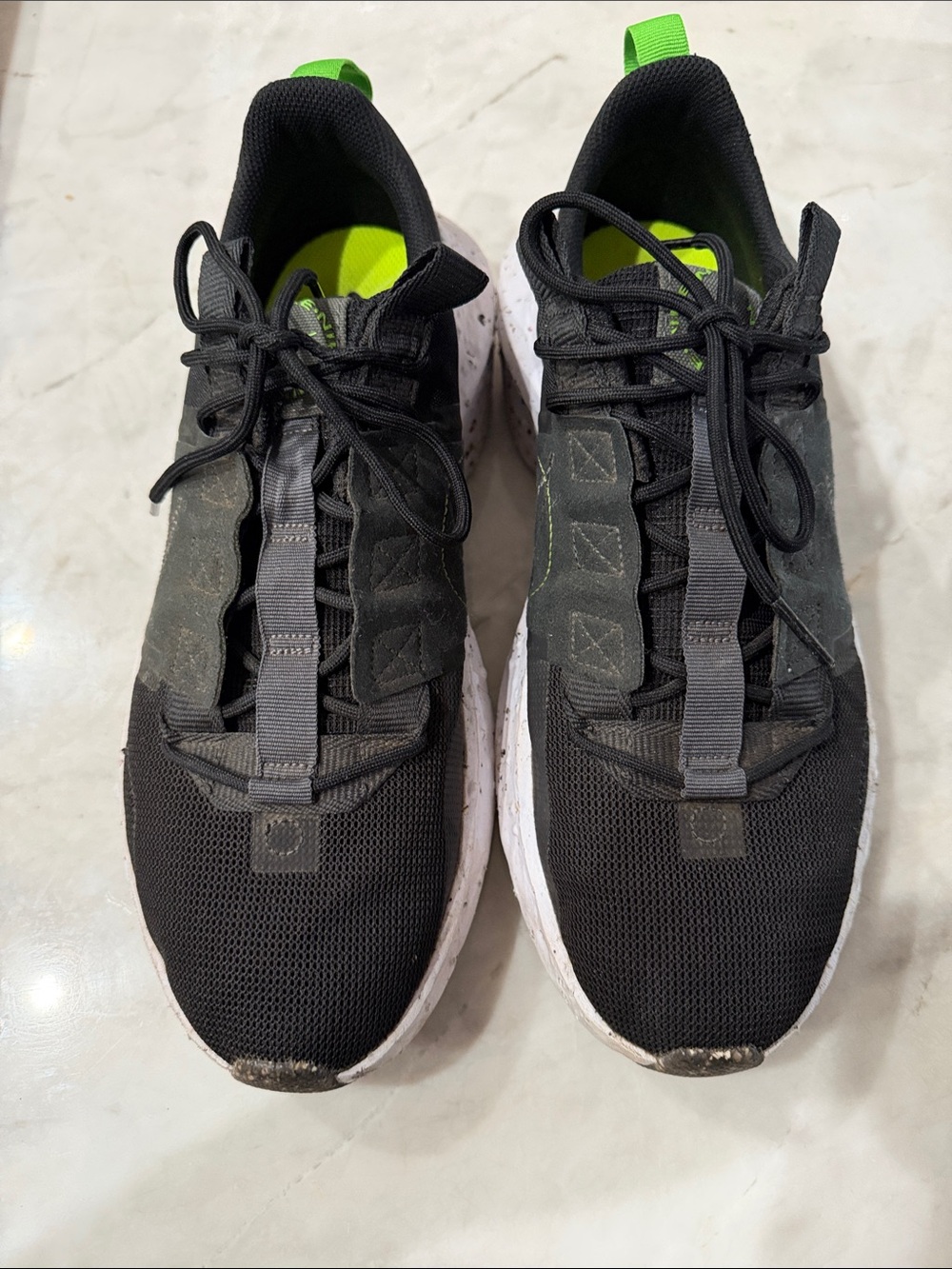 Nike Men's Black Athletic Sneakers with Neon Green Accents